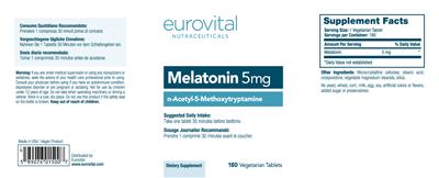 Photo of the Eurovital Nutraceuticals Melatonin 5 mg label