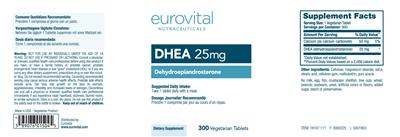 Photo of the Eurovital Nutraceuticals DHEA 25 mg label