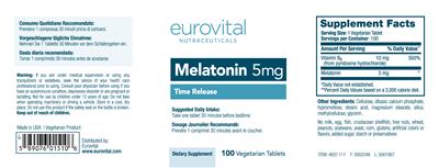 Photo of the Eurovital Nutraceuticals Melatonin 5 mg label