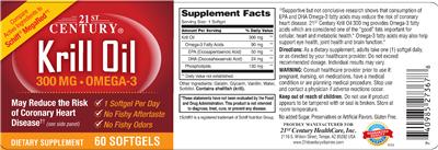 Photo of the 21st Century Krill Oil 300 mg label