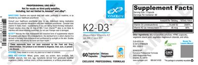 Photo of the XYMOGEN K2-D3 label