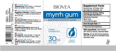 Photo of the BIOVEA Myrrh Gum label