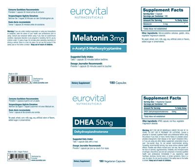 Photo of the Eurovital Nutraceuticals Melatonin 3 mg label