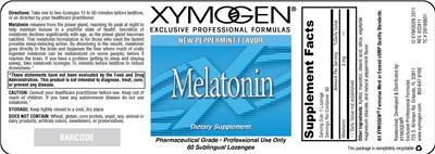 Photo of the XYMOGEN Melatonin label