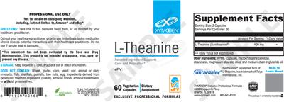 Photo of the XYMOGEN L-Theanine label
