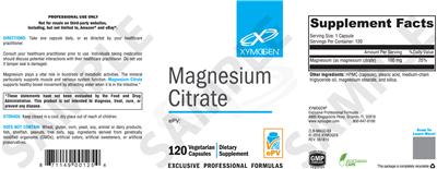 Photo of the XYMOGEN Magnesium Citrate label