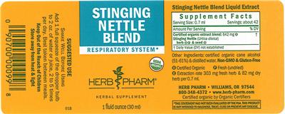 Photo of the Herb Pharm Stinging Nettle Blend label