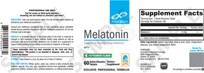 Photo of the XYMOGEN Melatonin Peppermint Flavor label