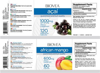 Photo of the BIOVEA Acai 1000 mg label