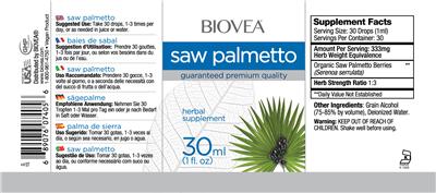 Photo of the BIOVEA Saw Palmetto label