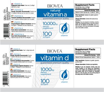 Photo of the BIOVEA Vitamin D 1000 IU label