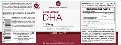 Photo of the Vitamin World DHA 100 mg label