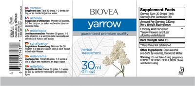 Photo of the BIOVEA Yarrow label