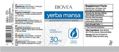 Photo of the BIOVEA Yerba Mansa label