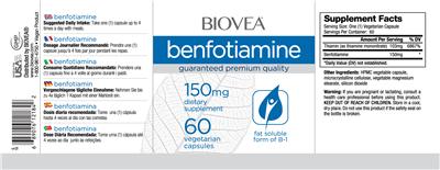 Photo of the BIOVEA Benfotiamine 150 mg label