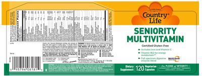 Photo of the Country Life Seniority Multivitamin label