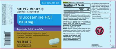 Photo of the Simply Right Glucosamine HCl 1500 mg label