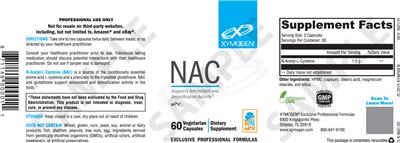 Photo of the XYMOGEN NAC label