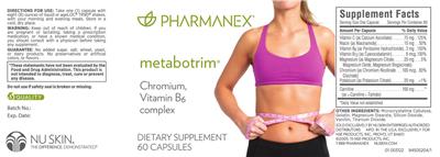 Photo of the Pharmanex Metabotrim label