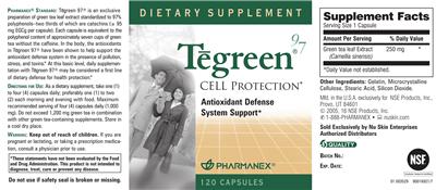 Photo of the Pharmanex Tegreen 97 label