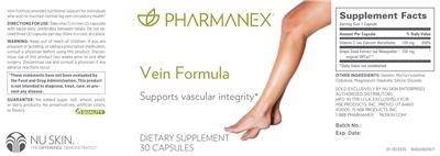 Photo of the Pharmanex Vein Formula label
