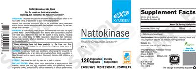 Photo of the XYMOGEN Nattokinase label