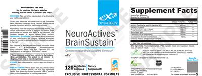 Photo of the XYMOGEN NeuroActives BrainSustain label