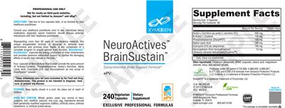 Photo of the XYMOGEN NeuroActives BrainSustain label