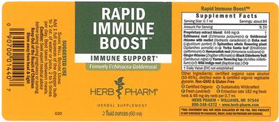 Photo of the Herb Pharm Rapid Immune Boost label