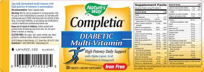 Completia Diabetic Multi-Vitamin のラベル画像(NIH DSLD)