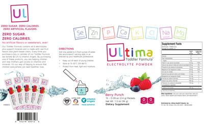 Photo of the Ultima Ultima Toddler Formula Berry Punch label