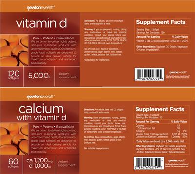 Photo of the NewtonEverett Vitamin D 5,000 IU label