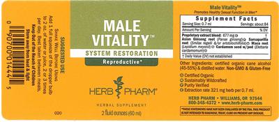Photo of the Herb Pharm Male Vitality label
