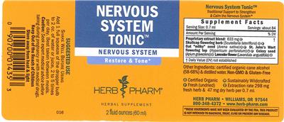 Photo of the Herb Pharm Nervous System Tonic label