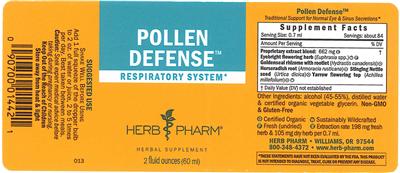 Photo of the Herb Pharm Pollen Defense label
