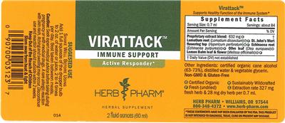 Photo of the Herb Pharm Virattack label