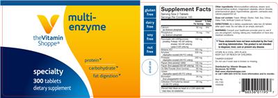 Photo of the The Vitamin Shoppe Multi-Enzyme label