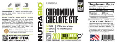 Chromium Chelate GTF 200 Micrograms