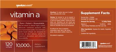 Photo of the NewtonEverett Vitamin A 10,000 IU label
