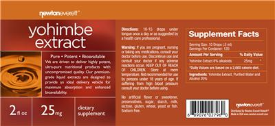 Photo of the NewtonEverett Yohimbe Extract 25 mg label