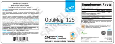Photo of the XYMOGEN OptiMag 125 label