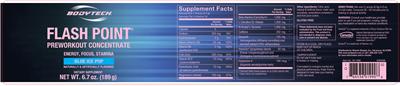 Photo of the BodyTech Flash Point Blue Ice Pop label