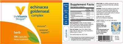 Photo of the The Vitamin Shoppe Echinacea Goldenseal Complex label