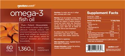 Photo of the NewtonEverett Omega-3 Fish Oil 1,360 mg label