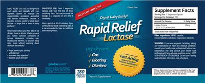 Photo of the NewtonEverett Rapid Relief Lactase label