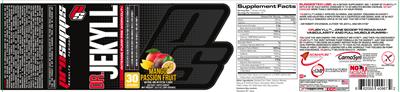 Photo of the PS ProSupps Dr. Jekyll Mango Passion Fruit label