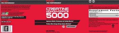 Photo of the GNC Pro Performance Creatine Monohydrate 5000 Unflavored label