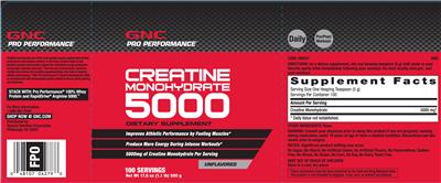 Photo of the GNC Pro Performance Creatine Monohydrate 5000 Unflavored label