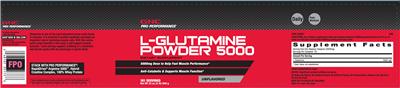 Photo of the GNC Pro Performance L-Glutamine Powder 5000 Unflavored label