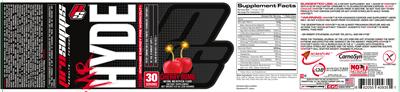 Photo of the PS ProSupps Mr Hyde Intense Energy Pre Workout Cherry Bomb label